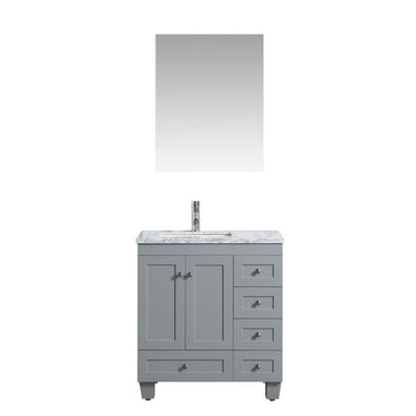 Eviva Happy 28″ x 18″ Transitional Bathroom Vanity w/ White Carrara Top Vanity Eviva Gray